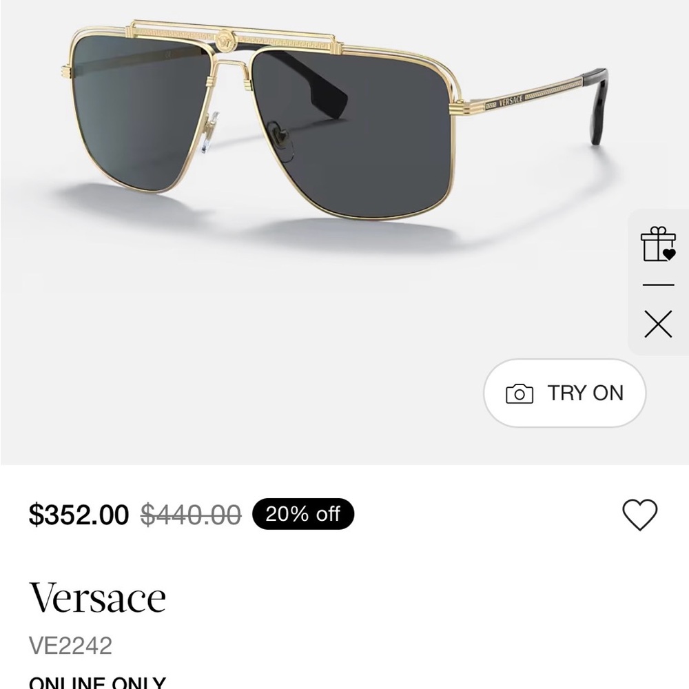 NEW Versace Men’s Sunglasses VE2242 Gold and Grey NWT - Picture 2 of 4